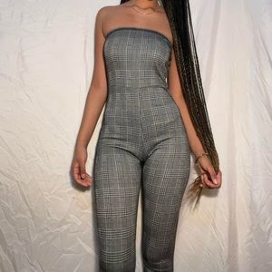 Full body Jumper Plaid Print Strapless  Size: S